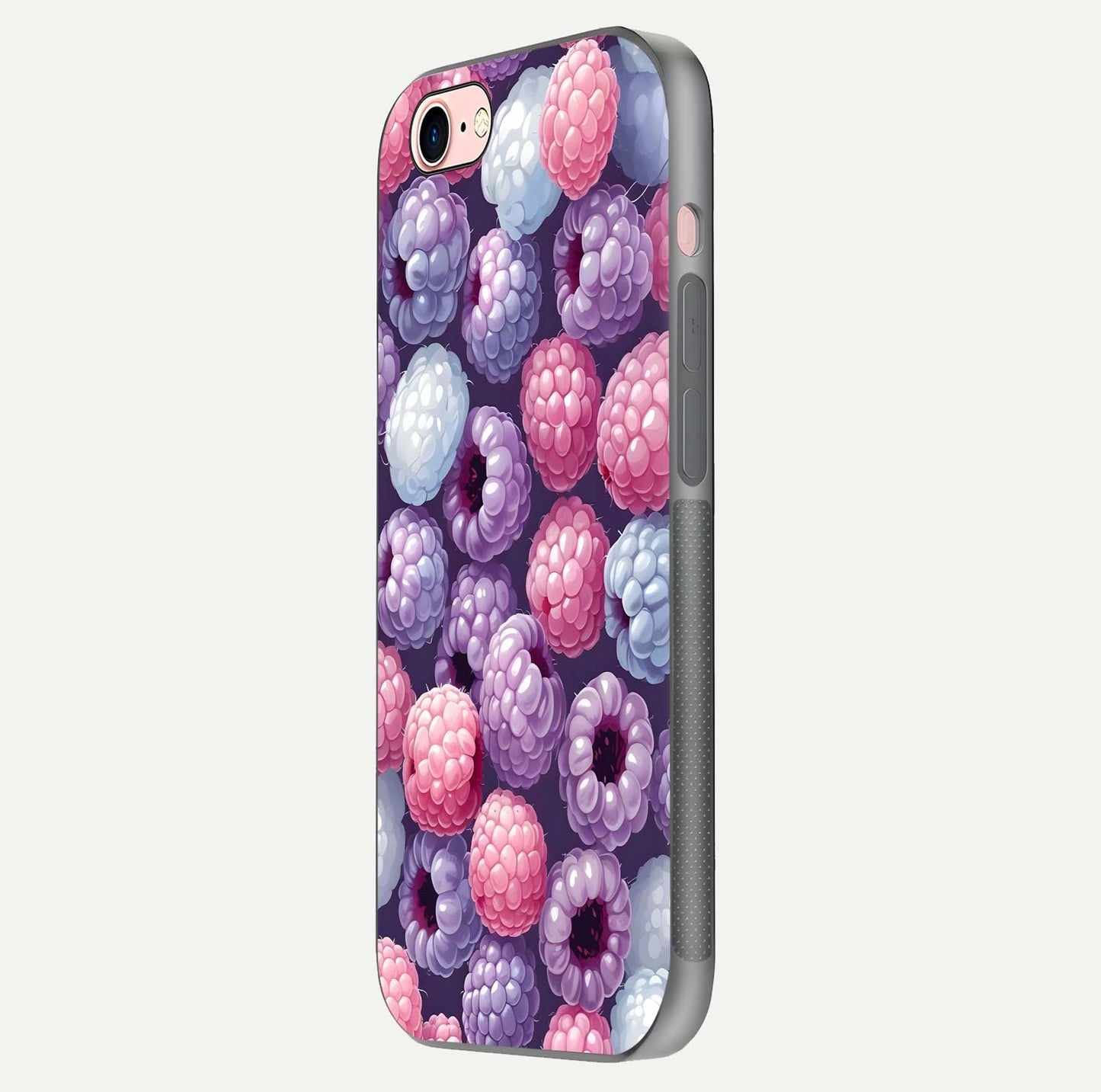 Berry Candy Pop Glass Case for iPhone 6 Plus side-angle image with bright color tones and smooth reflection