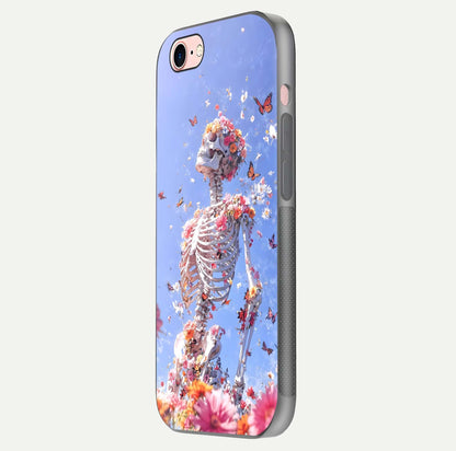 Bloom Beyond Bones Glass Case for iPhone 6 Plus side-angle image highlighting print precision and gloss finish