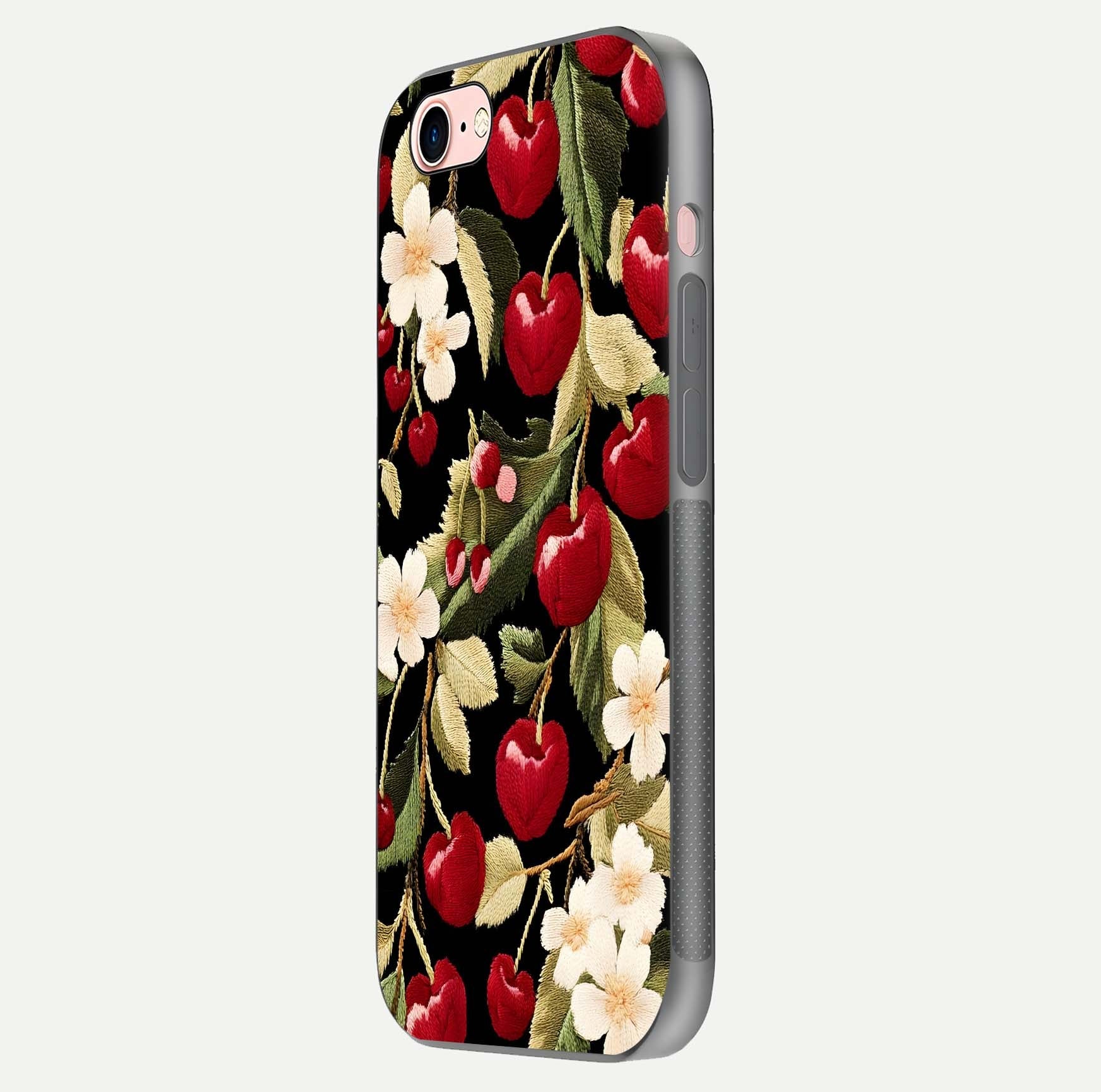Bloom Thread Art Glass Case for iPhone 6 Plus side-angle image showing texture depth and gloss reflection