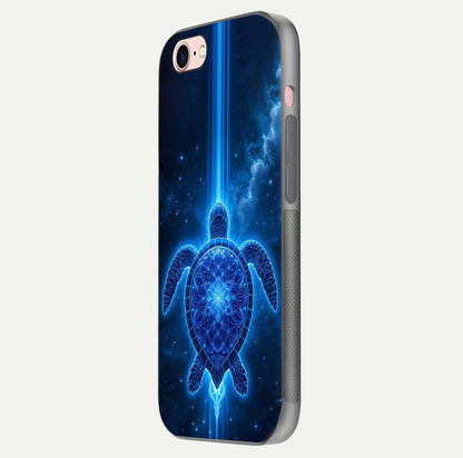 Blue Galaxy Turtle Glass Case for iPhone 6 Plus side-angle photo capturing galaxy shine and smooth edge design