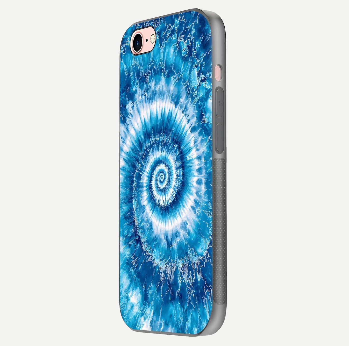 Blue Galaxy Wave Glass Case for iPhone 6 Plus side-angle image showing wave ripple art and glass gloss