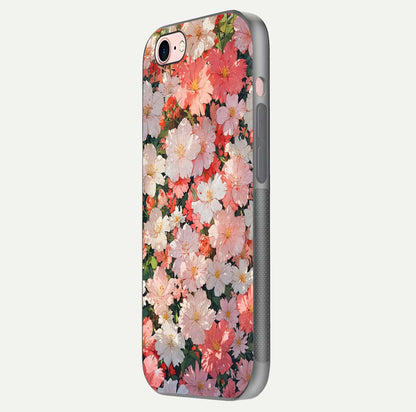 Blush Bloom Field Glass Case for iPhone 6 Plus side-angle image showing petal pattern gloss and smooth edges