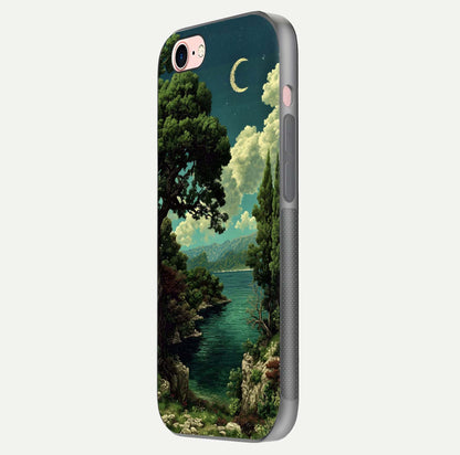 Celestial Lake Peace Glass Case for iPhone 6 Plus side-angle image displaying reflective glow and gentle edges