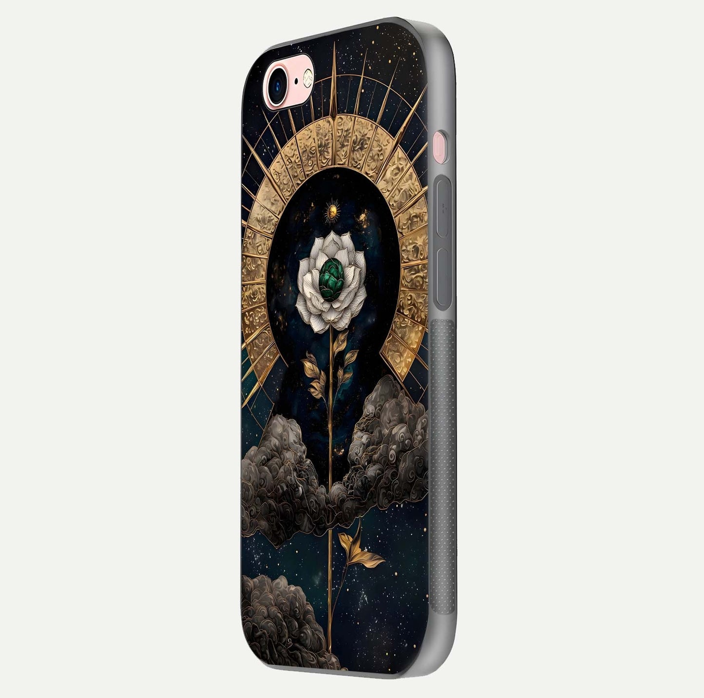 Celestial Lotus Morang Glass Case for iPhone 6 Plus side-angle image capturing shine and smooth curvature