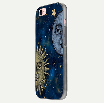 Celestial Moon With Sun Glass Case for iPhone 6 Plus side-angle image showing reflection tones and cosmic edge