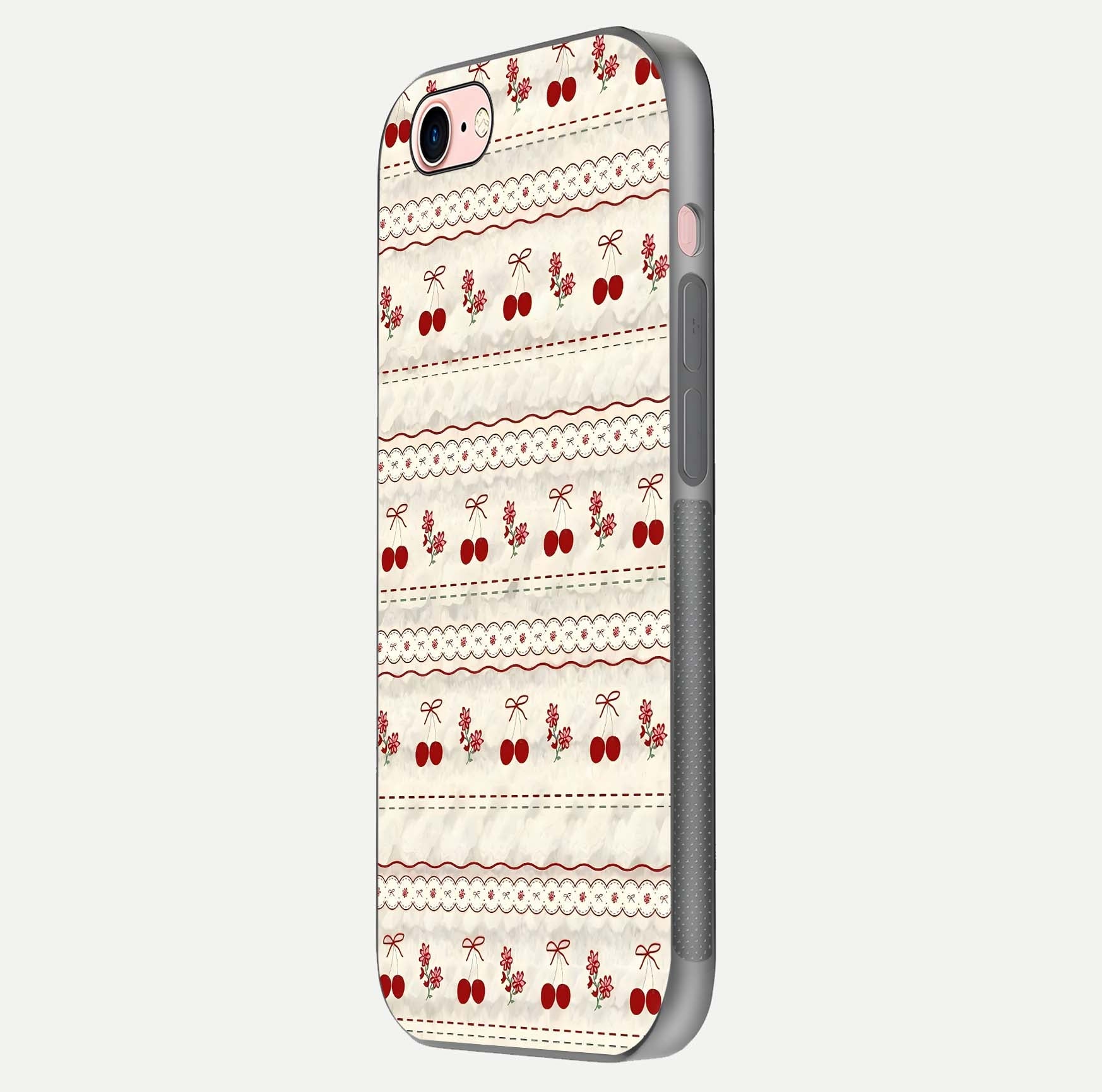 Cherry Bloom Charm Glass Case for iPhone 6 Plus side-angle photo showing flower detail and edge light