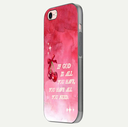 Cherry Quote Glass Case for iPhone 6 Plus side-angle image showing curve glow and glass detail