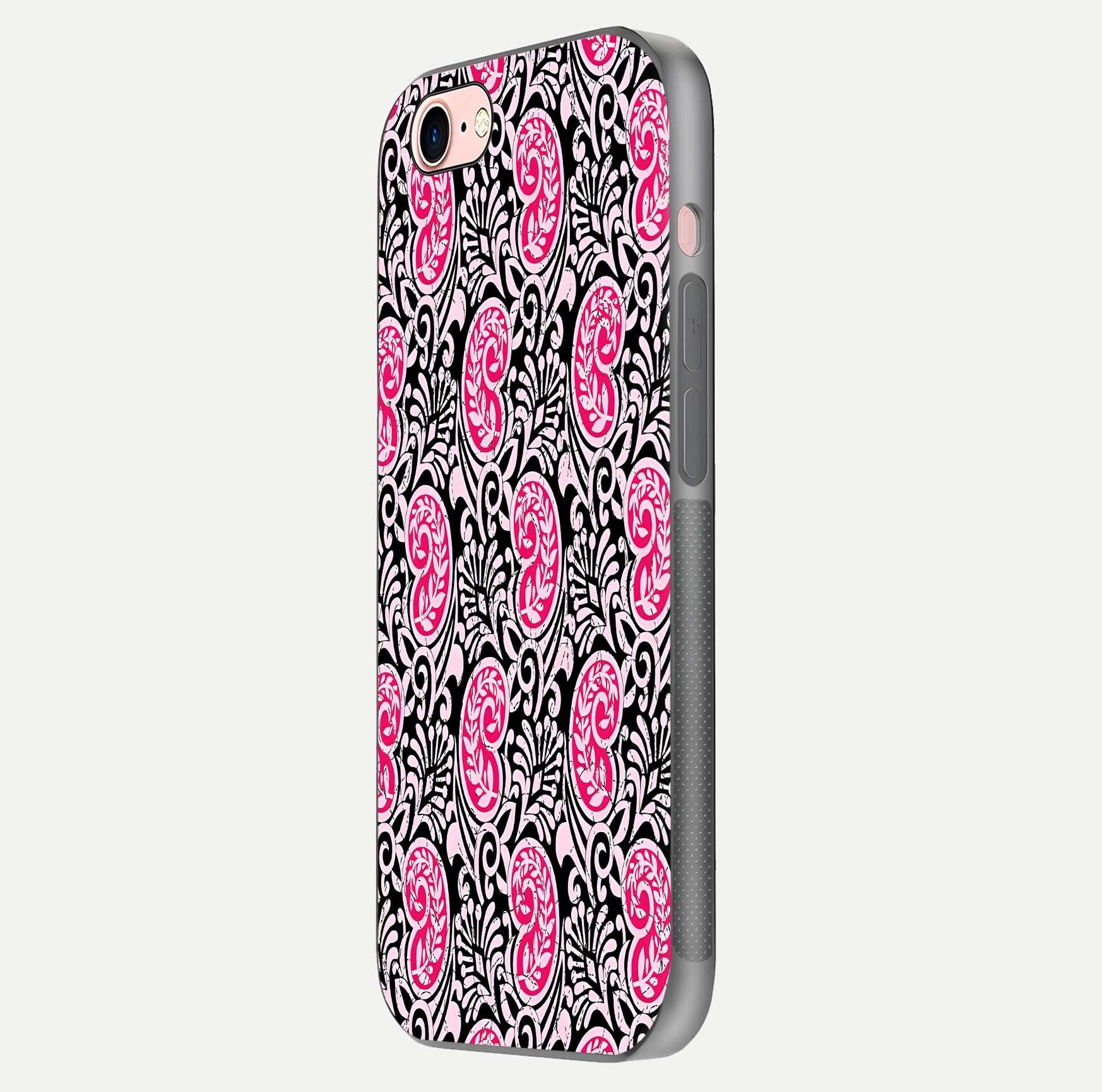 Crimson Paisley Charm Glass Case for iPhone 6 Plus side-angle image showing reflection and smooth edges