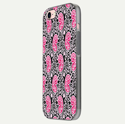 Crimson Paisley Charm Glass Case for iPhone 6 Plus side-angle image showing reflection and smooth edges