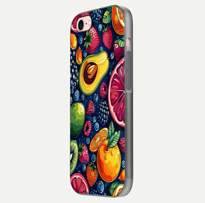 Cute Fruits Art Glass Case for iPhone 6 Plus side-angle photo showing reflective finish and smooth edges