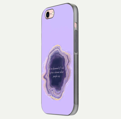 Damned People Quote Glass Case for iPhone 6 Plus side-angle image showing light shine and smooth edges