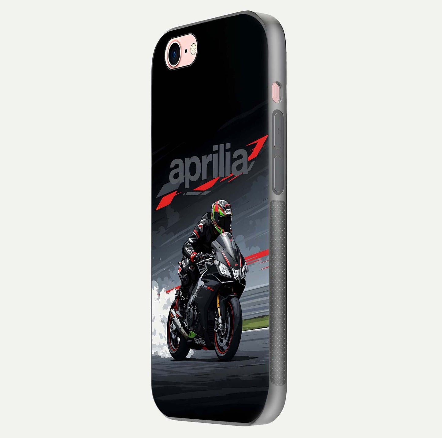 Dark Aprilla Glass Case for iPhone 6 Plus side-angle photo showing reflection gloss and curved edge finish
