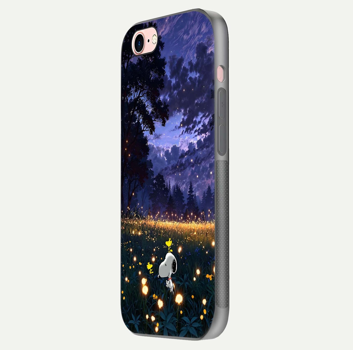 Firefly Meadow Magic Glass Case for iPhone 6 Plus side-angle image capturing glow reflection and fine texture