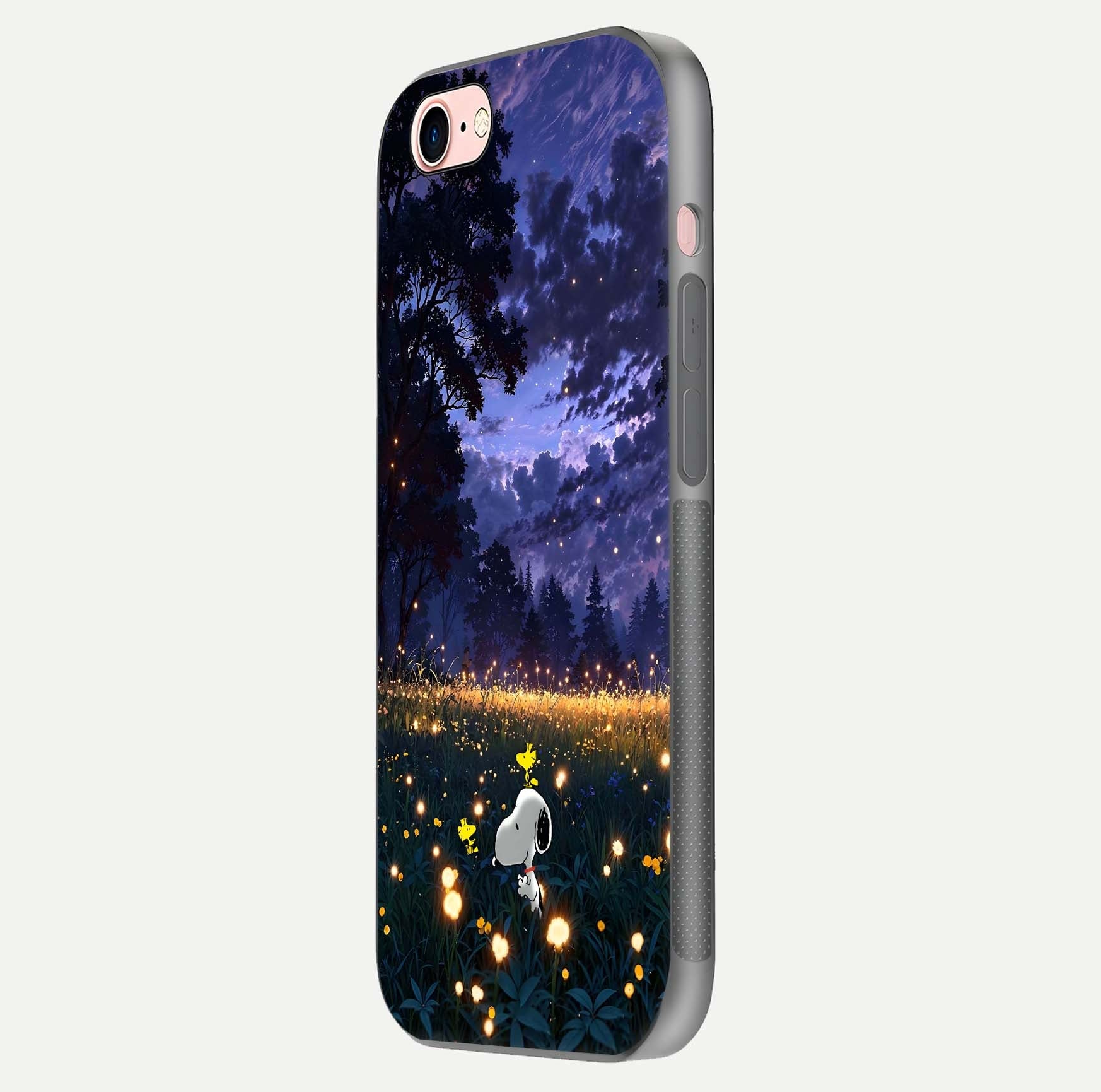 Firefly Meadow Magic Glass Case for iPhone 6 Plus side-angle image capturing glow reflection and fine texture
