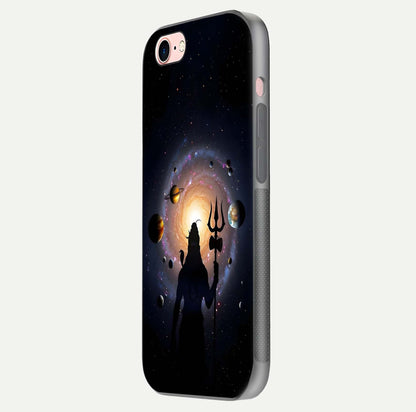 Galactic Shiva Vision Glass Case for iPhone 6 Plus side-angle image showing light reflection, glass edges, and spiritual cosmic theme