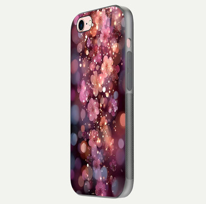 Glowing Petal Bliss Glass Case for iPhone 6 Plus side-angle image showing light reflection and soft floral texture