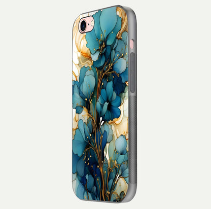 Golden Bloom Symphony Glass Case for iPhone 6 Plus side-angle image showing golden glow, light reflection, and premium surface