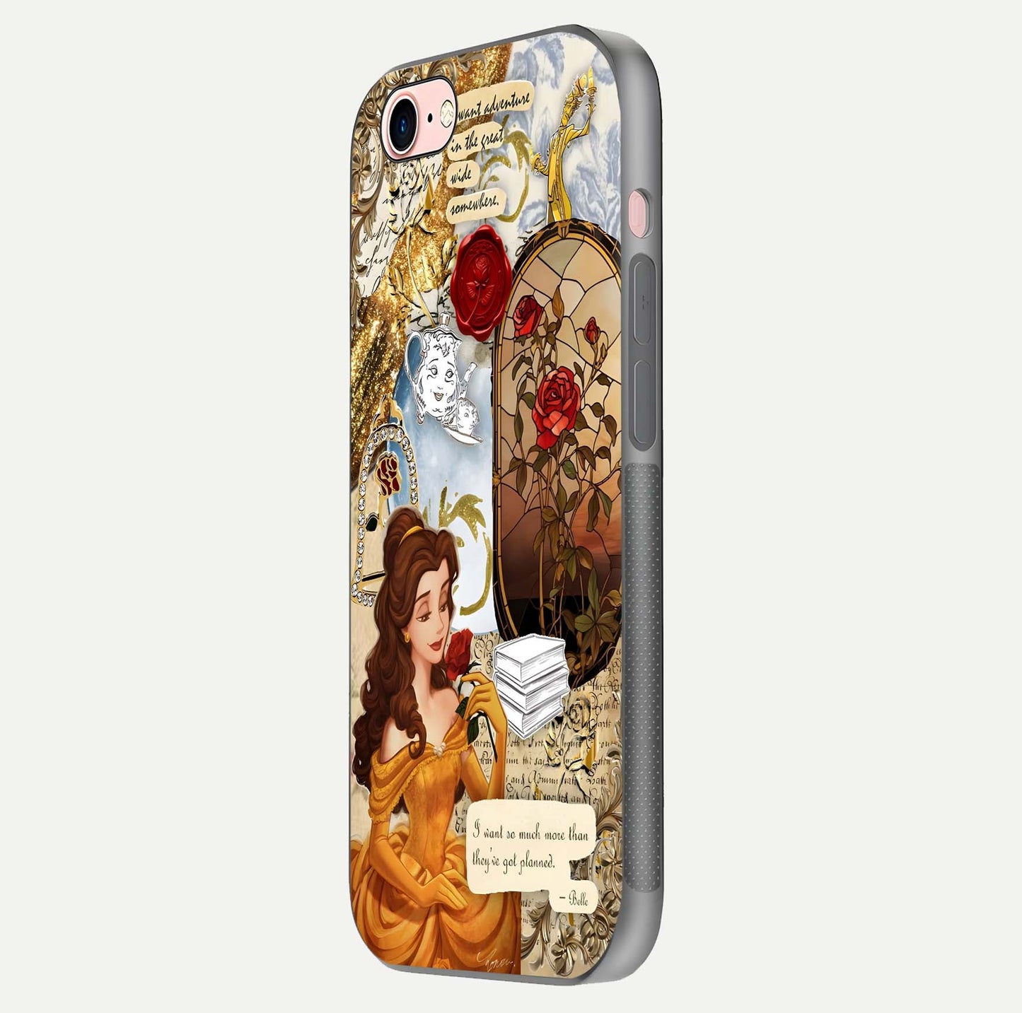Golden Dream Belle Glass Case for iPhone 6 Plus side-angle image showing reflective edges and premium golden tint