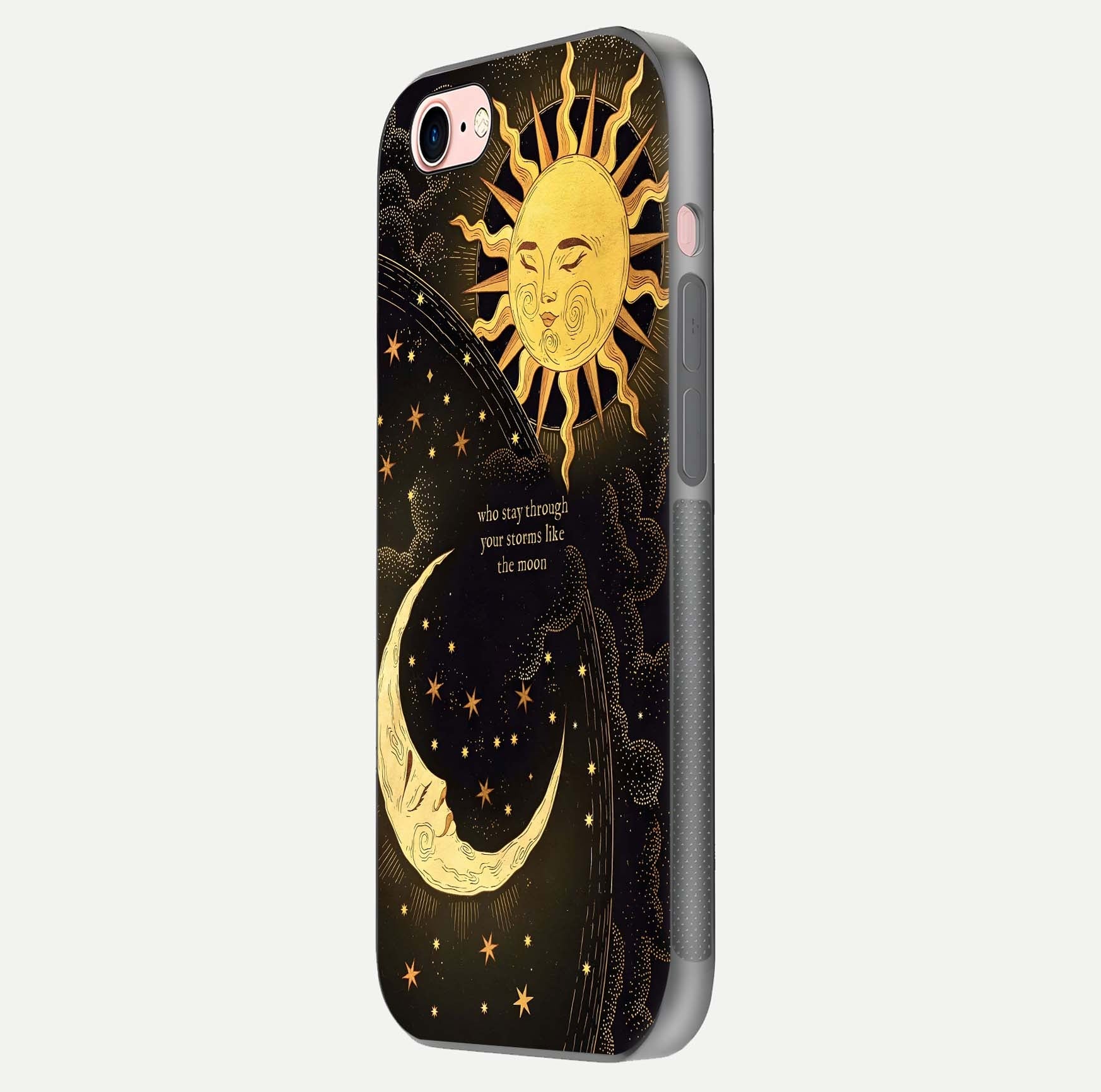 Golden Lunar Love Glass Case for iPhone 6 Plus side-angle image showing reflection brilliance and smooth golden tone