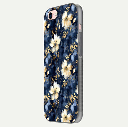 Golden Midnight Bloom Glass Case for iPhone 6 Plus side-angle image showing shine depth and elegant edge design