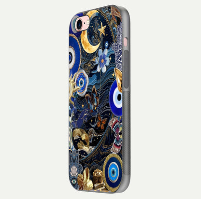 Golden Moon Magic Glass Case for iPhone 6 Plus side-angle image showing reflection glow, curved polish, and moon detail