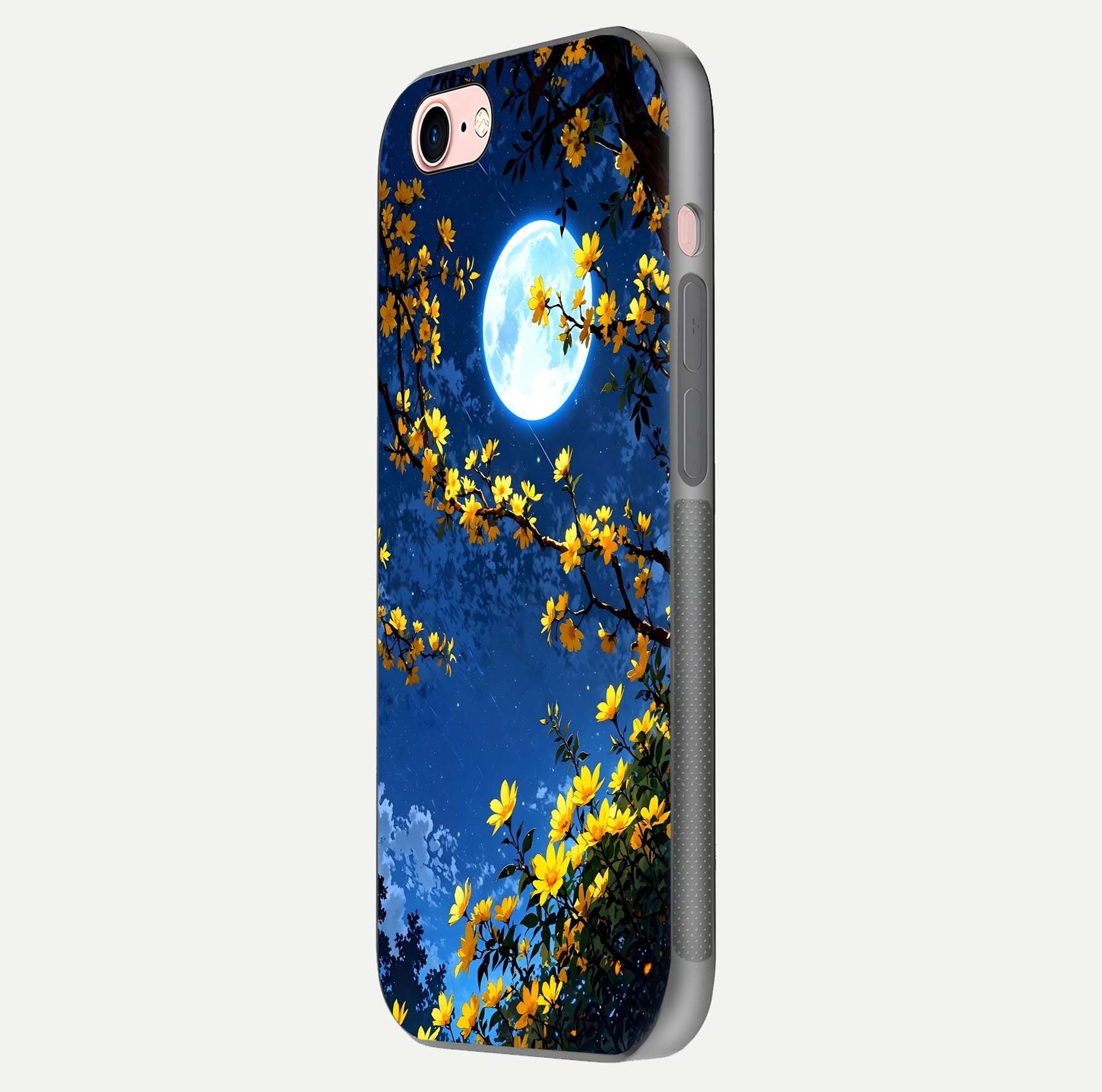 Golden Night Glow Glass Case for iPhone 6 Plus side-angle image showing reflection clarity and elegant golden tone