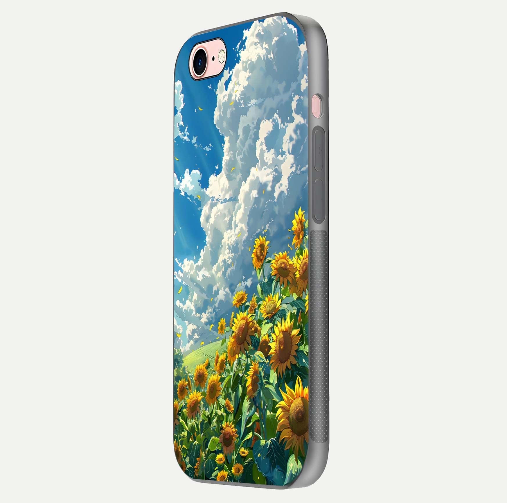 Golden Sun Glory Glass Case for iPhone 6 Plus side-angle image showing reflection glow and luminous texture