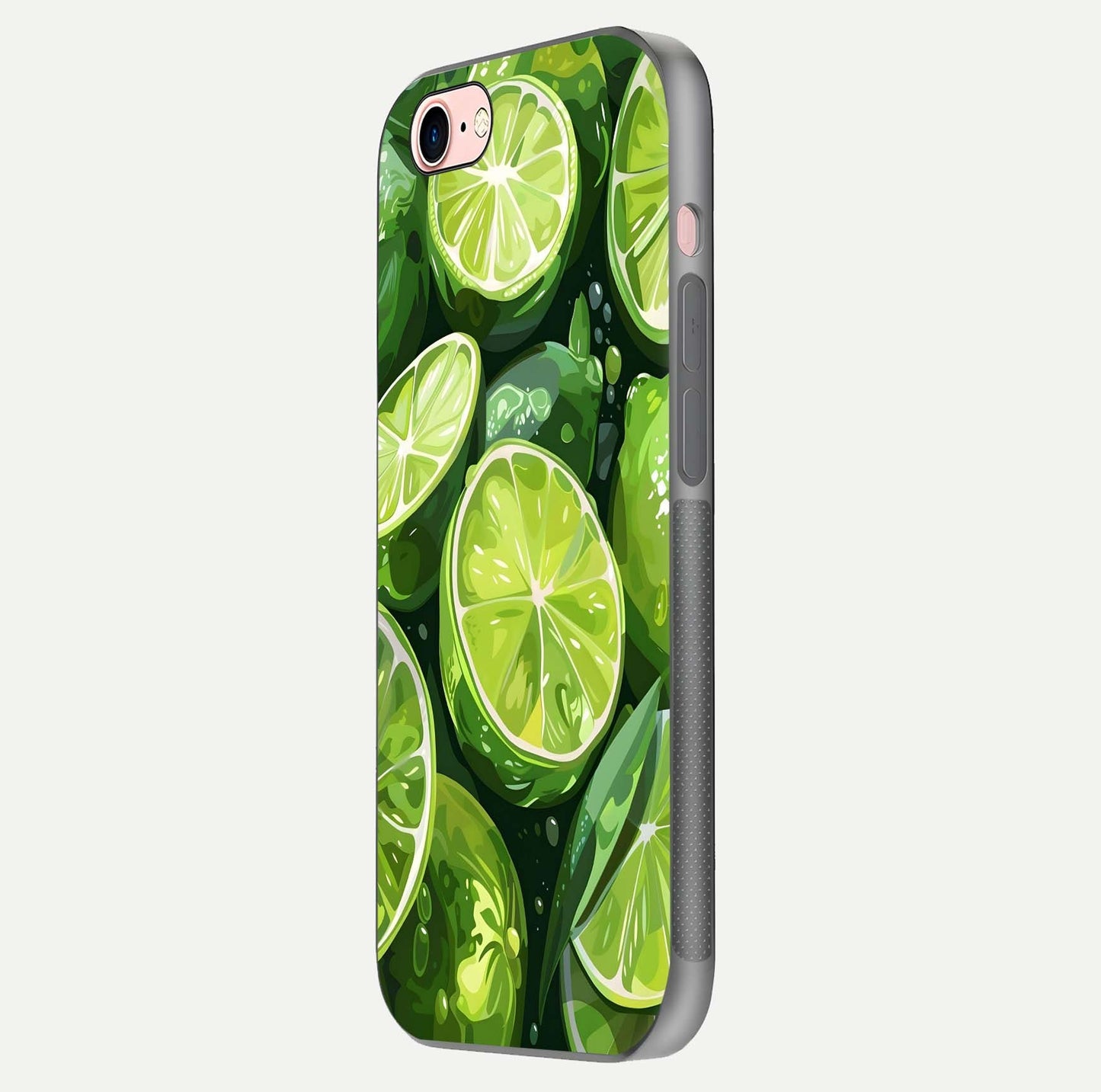 Green Lemon Glass Case for iPhone 6 Plus side-angle image showing reflection glow and juicy color tones