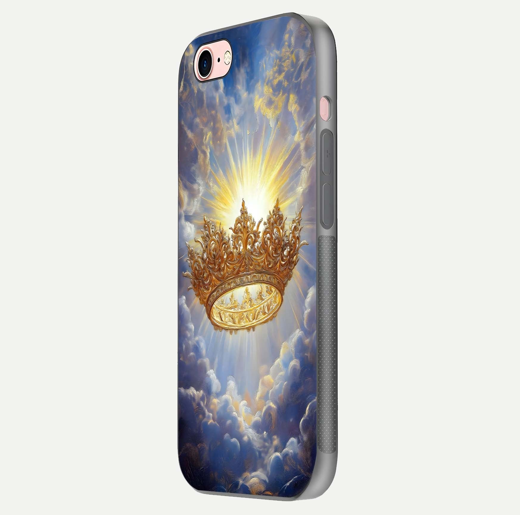 Heavenly Crown Light Glass Case for iPhone 6 Plus side-angle image showing reflection brilliance and elegant divine art