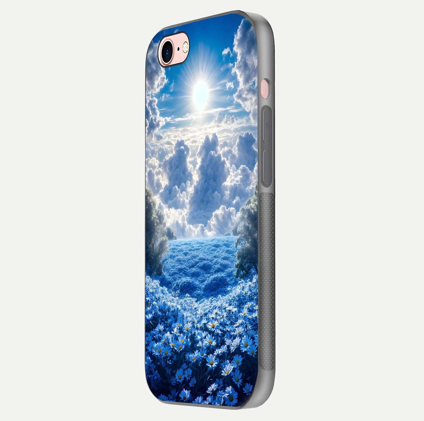 Heavenly Daisy Horizon Glass Case for iPhone 6 Plus side-angle image showing reflection depth and floral glow