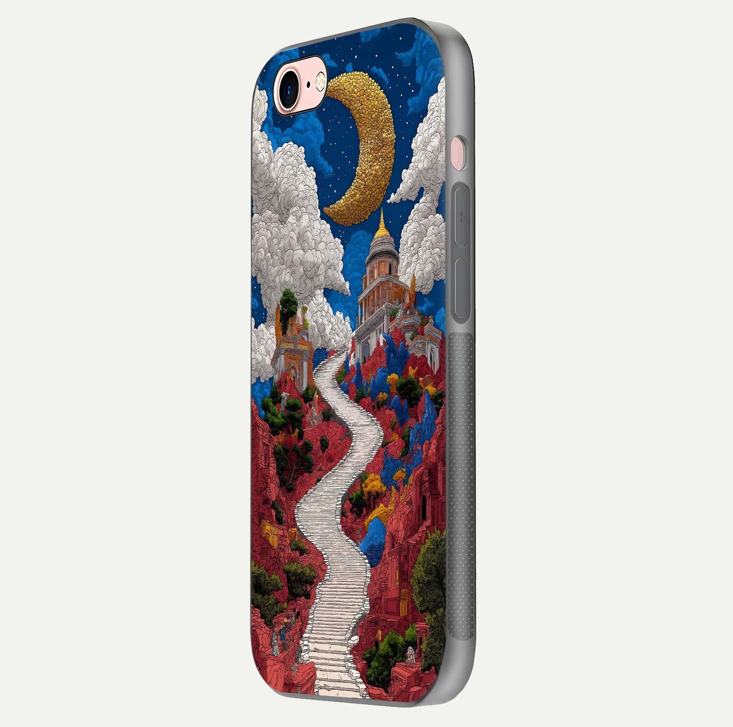 Heavenly Moon Path Glass Case for iPhone 6 Plus side-angle image showing reflection clarity and serene moon glow