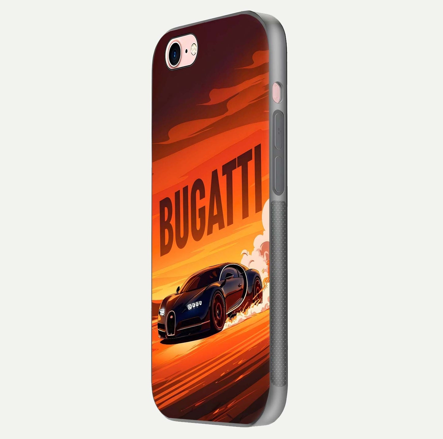 Inferno Bugatti Storm Glass Case for iPhone 6 Plus side-angle image showing reflection glow and vibrant red tones
