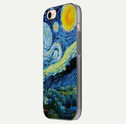 Inspired Van Gogh Art Glass Case for iPhone 6 Plus side-angle image showing reflection brilliance and painted surface look