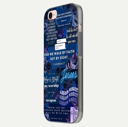 Kingdom Faith Glow Glass Case for iPhone 6 Plus side-angle image with reflective cross and faith glow