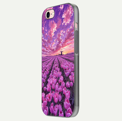 Lavender Dream Skies Glass Case for iPhone 6 Plus side-angle image showing reflection depth and serene tones