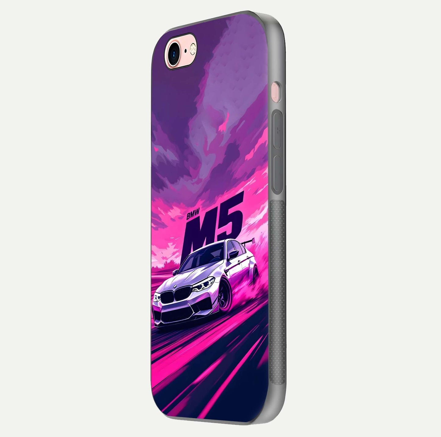 MS Neon Car Glass Case for iPhone 6 Plus side-angle image showing glow reflection and car detailing