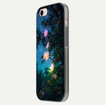Midnight Bloom Glow Glass Case for iPhone 6 Plus side-angle image revealing reflection and deep midnight hues