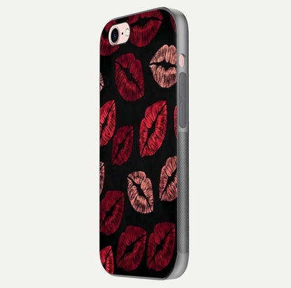 Midnight Kiss Love Glass Case for iPhone 6 Plus side-angle image revealing gloss texture and deep love motif