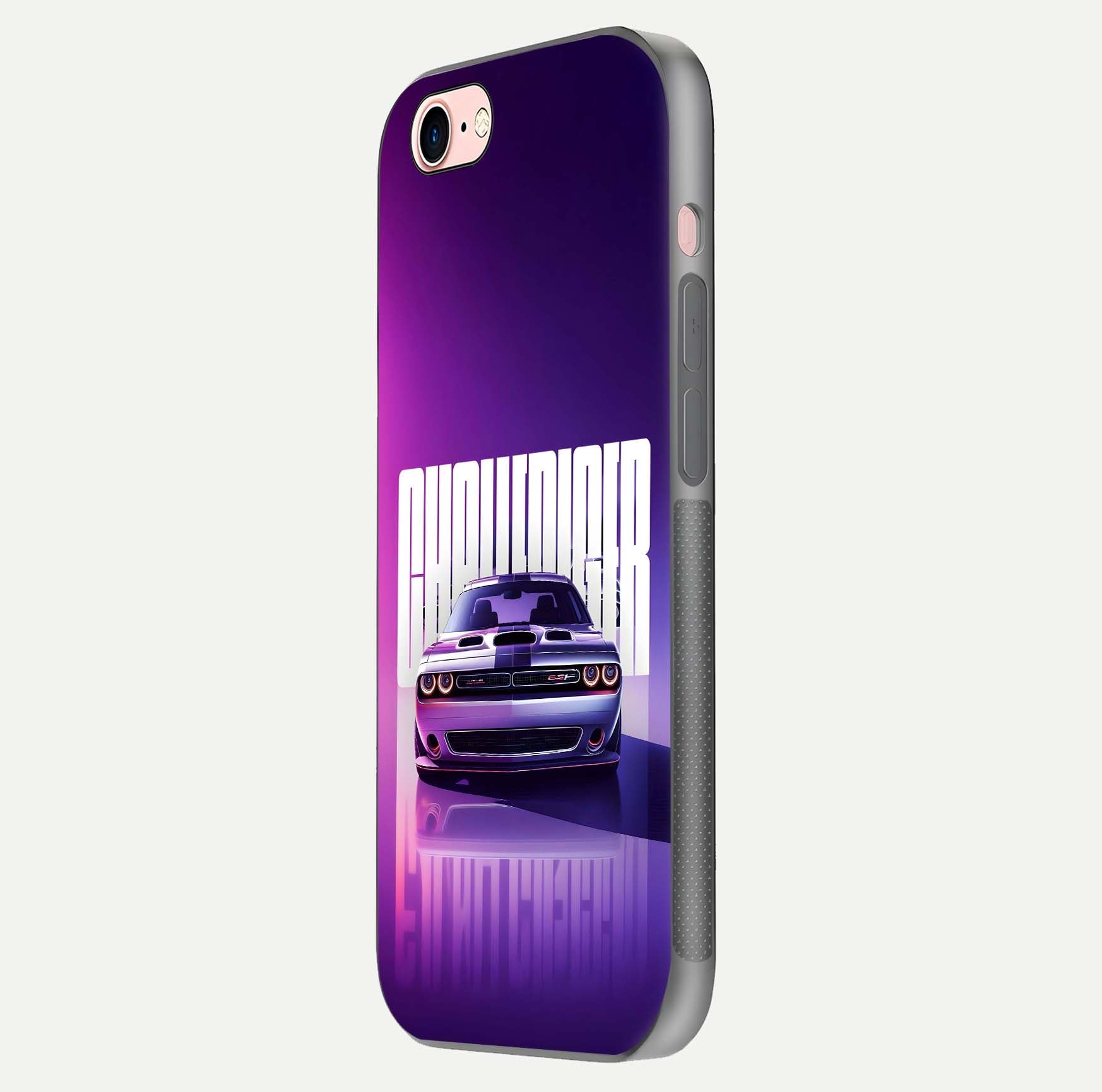 Midnight Muscle Ride Glass Case for iPhone 6 Plus side-angle image showing reflection clarity and bold design