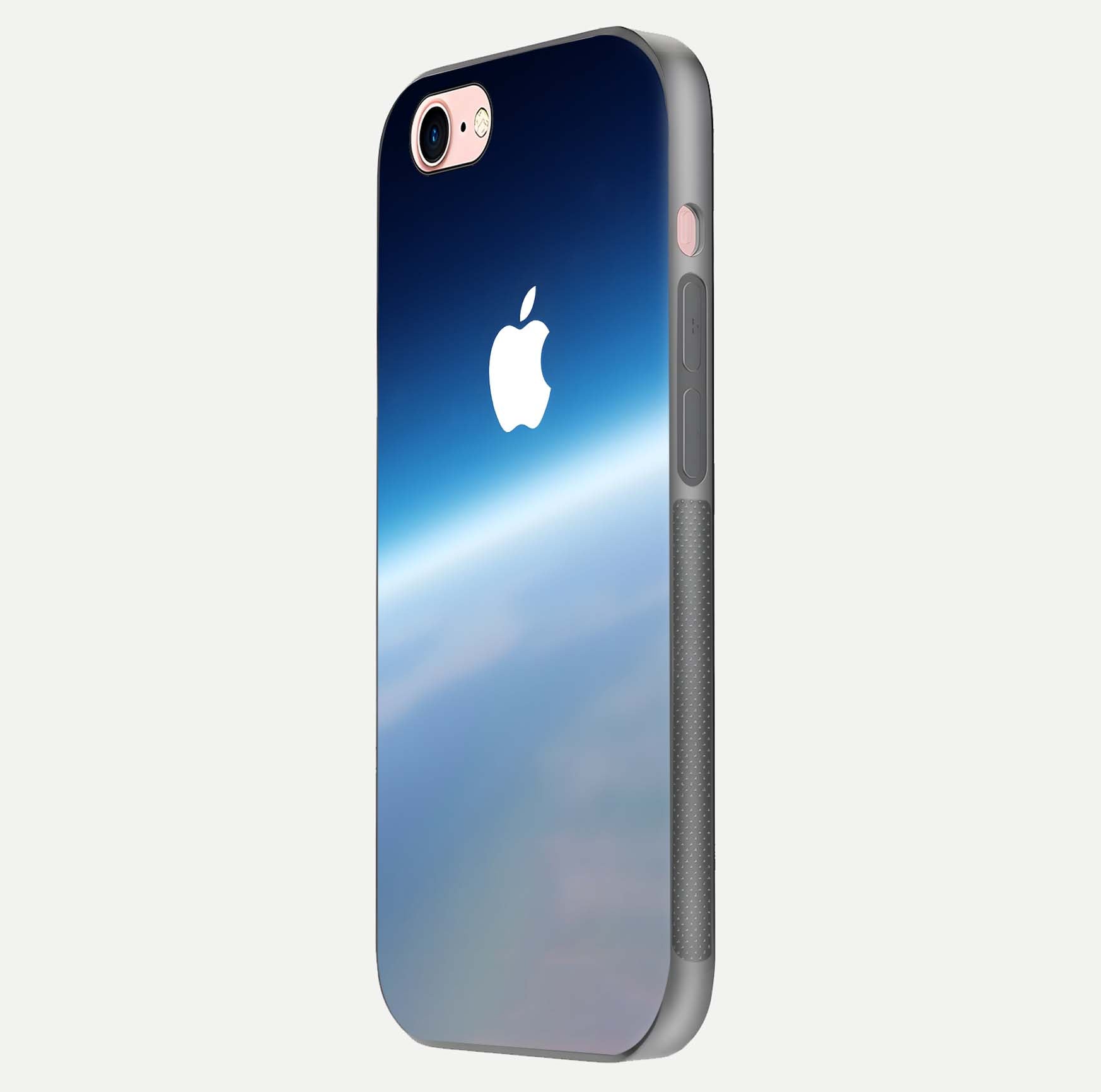 Minimal Apple Sky Glass Case for iPhone 6 Plus side-angle image showing smooth reflection and gentle sky tone