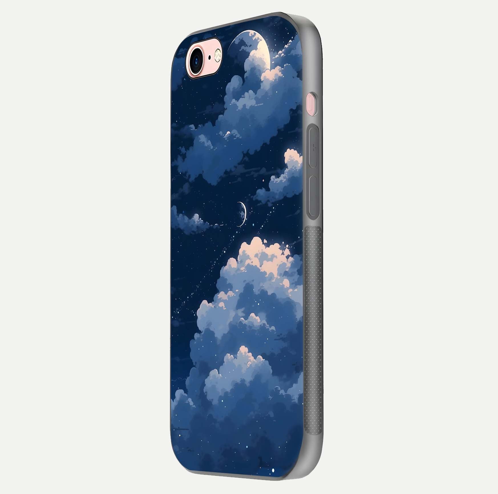 Moon Dream Haze Glass Case for iPhone 6 Plus side-angle image showing HD reflection and moonlight detailing