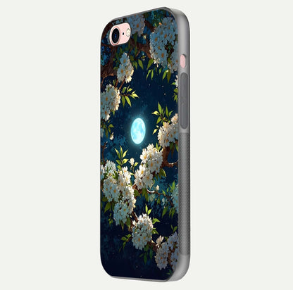 Moonlit Blossom Dream Glass Case for iPhone 6 Plus side-angle image showing shine depth and flower glow