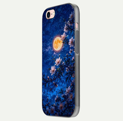 Moonlit Blossoms Night Glass Case for iPhone 6 Plus side-angle image revealing shine and night bloom texture