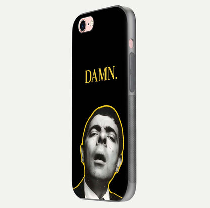 Mr Bean Damn Glass Case for iPhone 6 Plus side-angle image emphasizing HD print clarity and playful theme