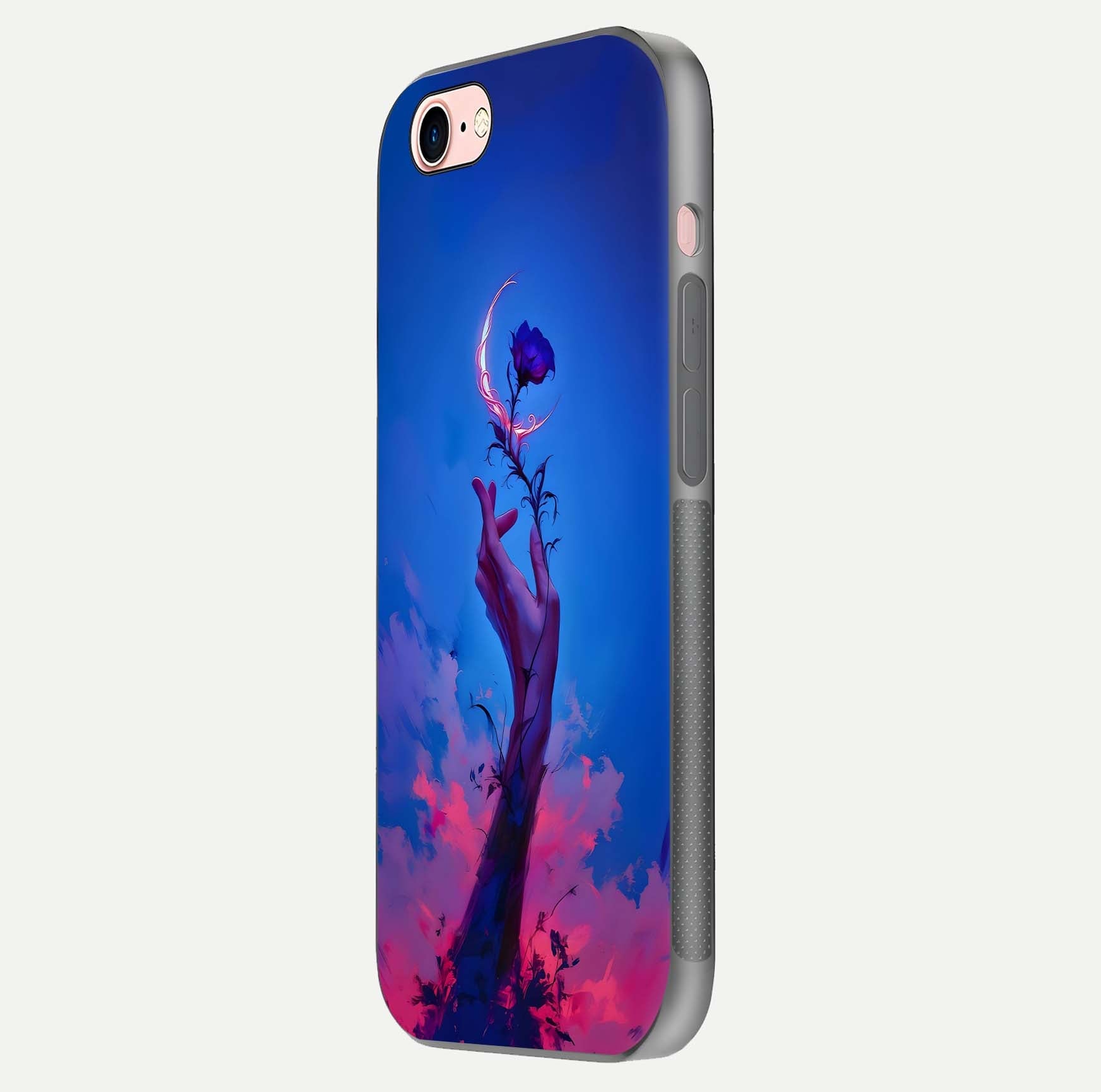 Mystic Hand Glass Case for iPhone 6 Plus side-angle image showing reflection depth and sacred aesthetic