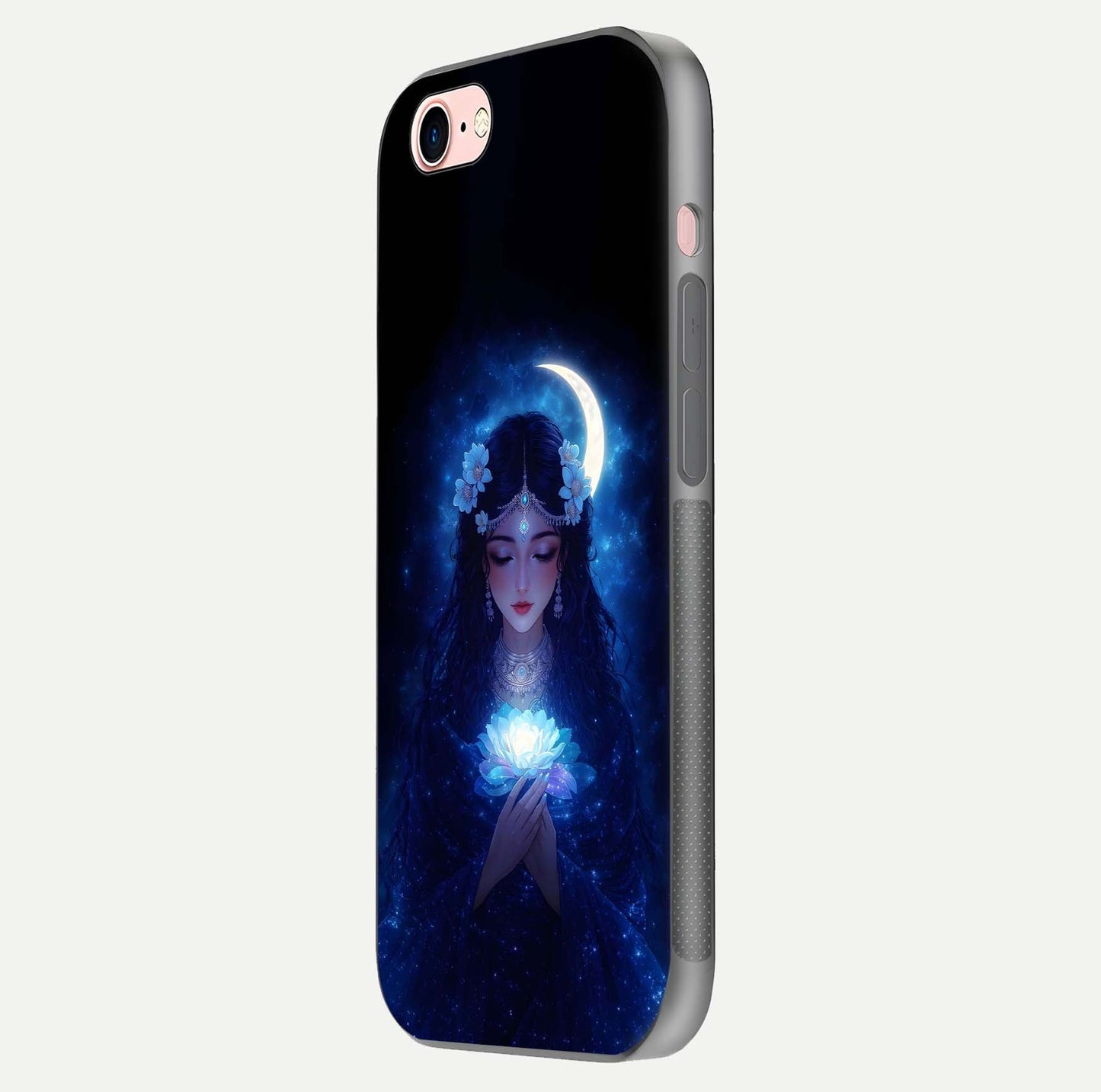 Mystic Moon Queen Glass Case for iPhone 6 Plus side-angle image showing reflection and celestial details