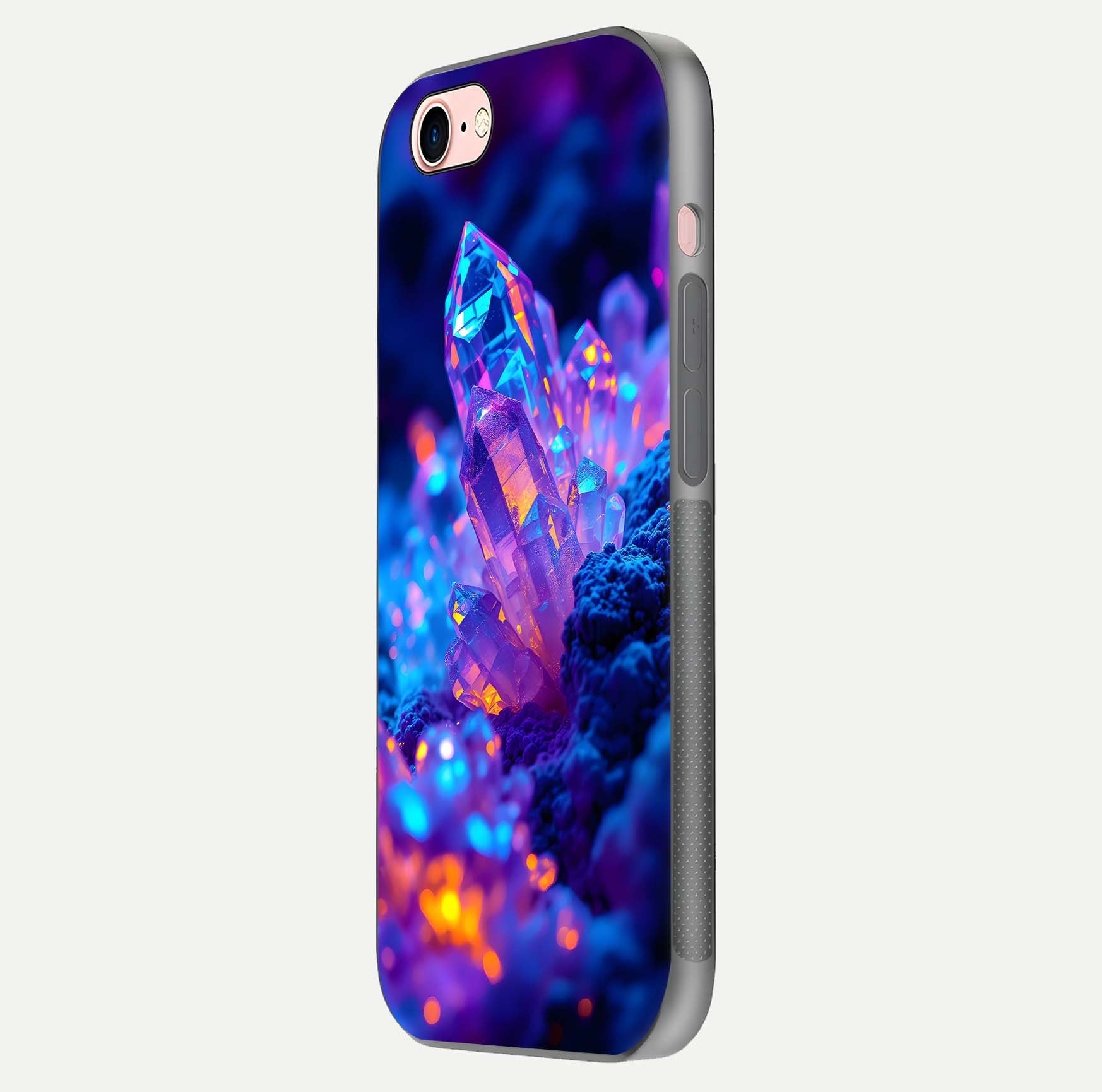 Neon Aura Shards Glass Case for iPhone 6 Plus side-angle image showing light depth and glossy contrast