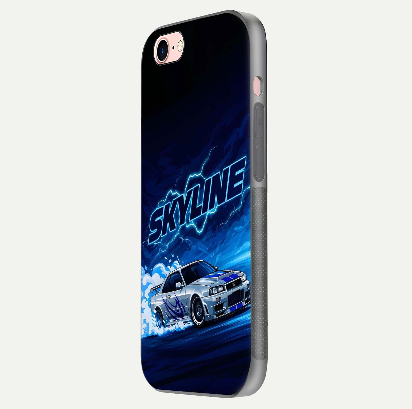 Neon Drift Beast Glass Case for iPhone 6 Plus side-angle image showing reflection depth and bold neon tones