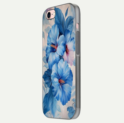 Ocean Hibiscus Grace Glass Case for iPhone 6 Plus side-angle image showing smooth texture and hibiscus details