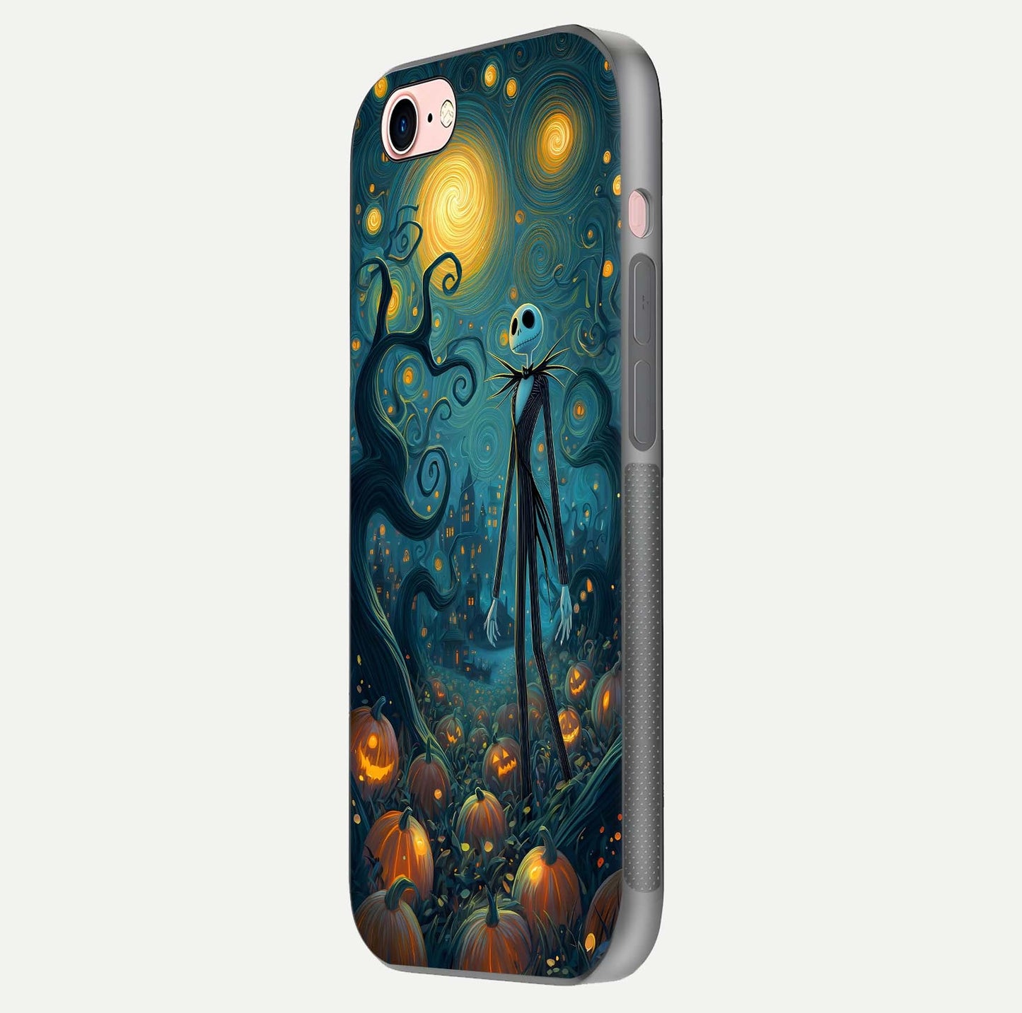 Pumpkin Moonlight Tale Glass Case for iPhone 6 Plus side-angle image showing glow texture and Halloween vibe
